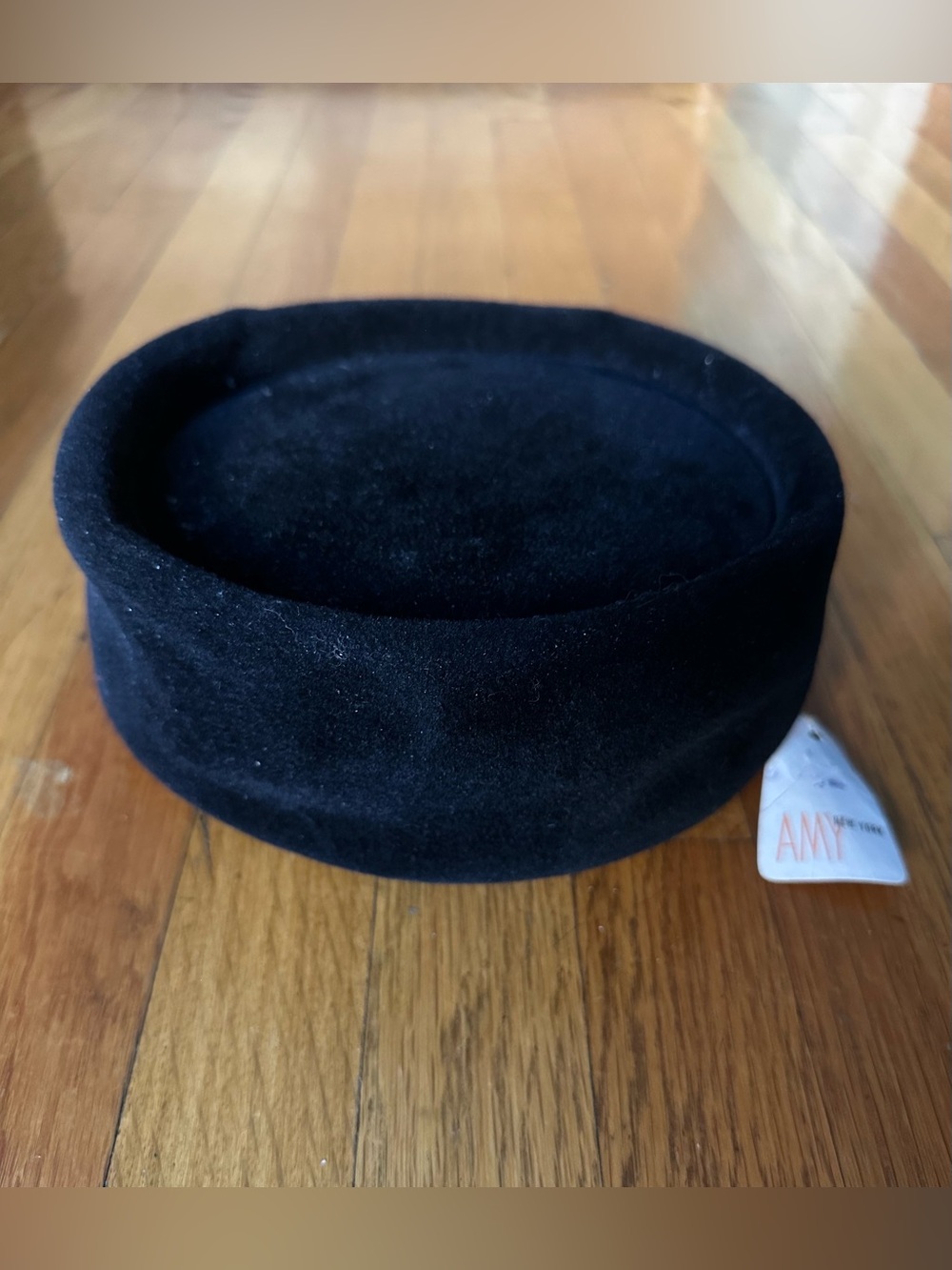 Vintage AMY New York Black Velvet Pillbox Hat